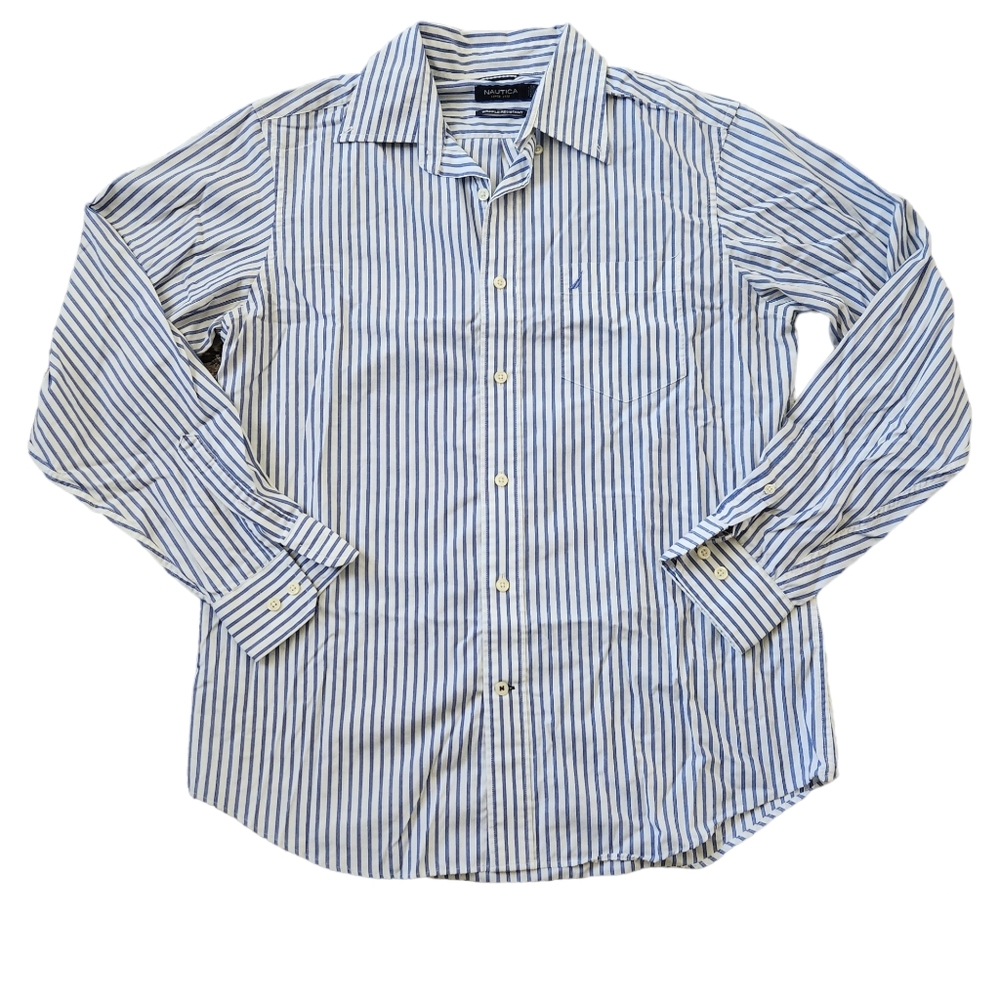Nautica Blue/White Stripped Button-Down